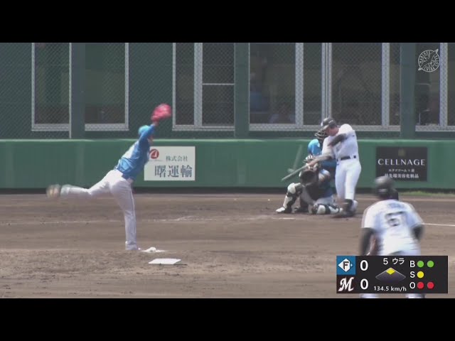 【ファーム】均衡破った!! マリーンズ・石垣雅海 チーム初安打となる先制タイムリー2ベース!! 2025年8月5日 千葉ロッテマリーンズ 対 北海道日本ハムファイターズ