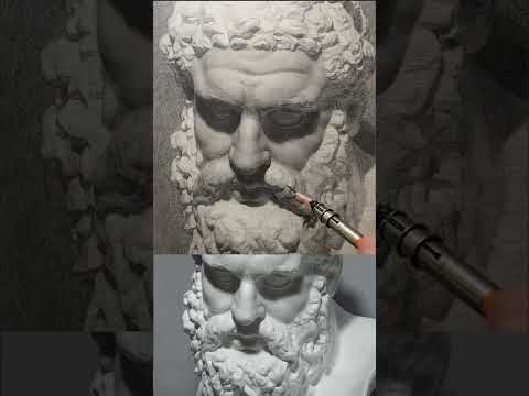 Pencil Drawing | Sculptural Study — Heracles Beard Detail Rendering #art #painting #drawing