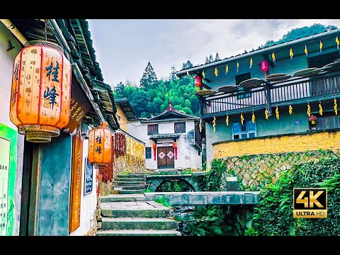 Versão Fujian de Wuyuan | China Vila antiga de Fujian Sanmingyuixi Guifeng, mantida, vila de 100 anos concluída 4K