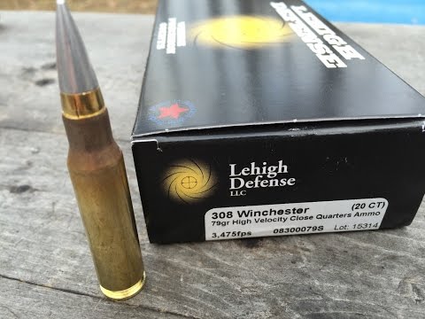 .308 Winchester, 79gr Close Quarters Ammo, (083000079S) Lehigh Defense Velocity Test