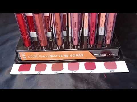 BATOM LÍQUIDO MATTE 48 HORAS 274 AO 279 MAX LOVE BOX COM 48 UN