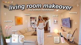 AESTHETIC LIVING ROOM MAKEOVER ☆ cozy transformation, decorating & tour!