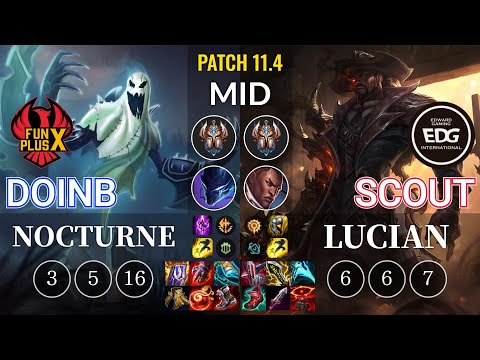 FPX Doinb Nocturne vs EDG Scout Lucian Mid - KR Patch 11.4
