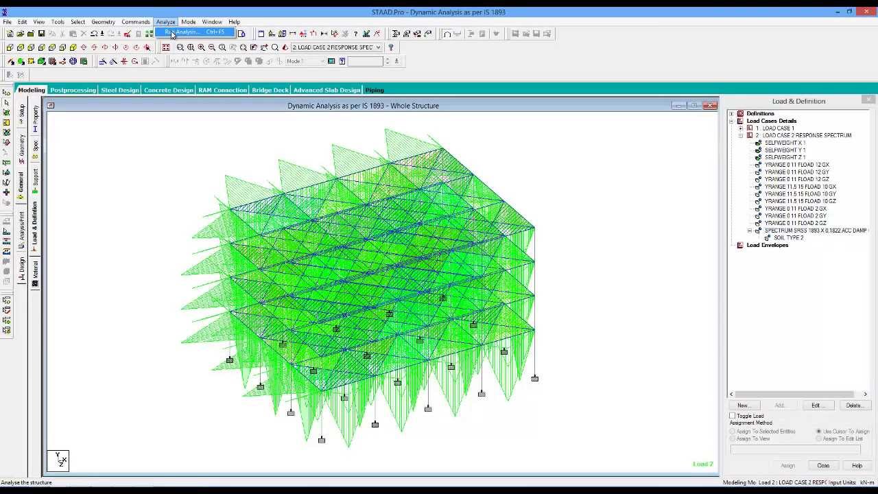 Response Spectrum Analysis as per IS1893 in Staad Pro. V8i (Dynamic Analysis)