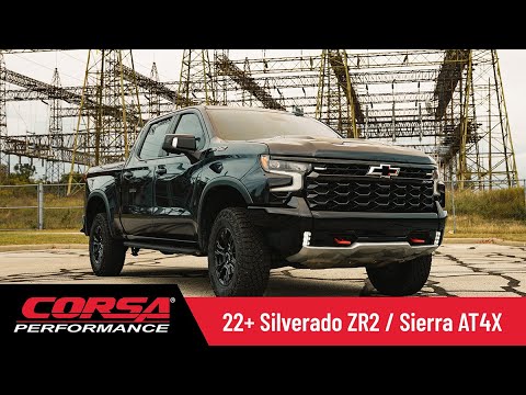 CORSA's 2022+ Chevrolet Silverado ZR2 and GMC Sierra AT4X Catback Exhaust Assortment.
