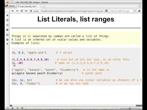 Beginner Perl Maven tutorial 4.1 - lists in perl