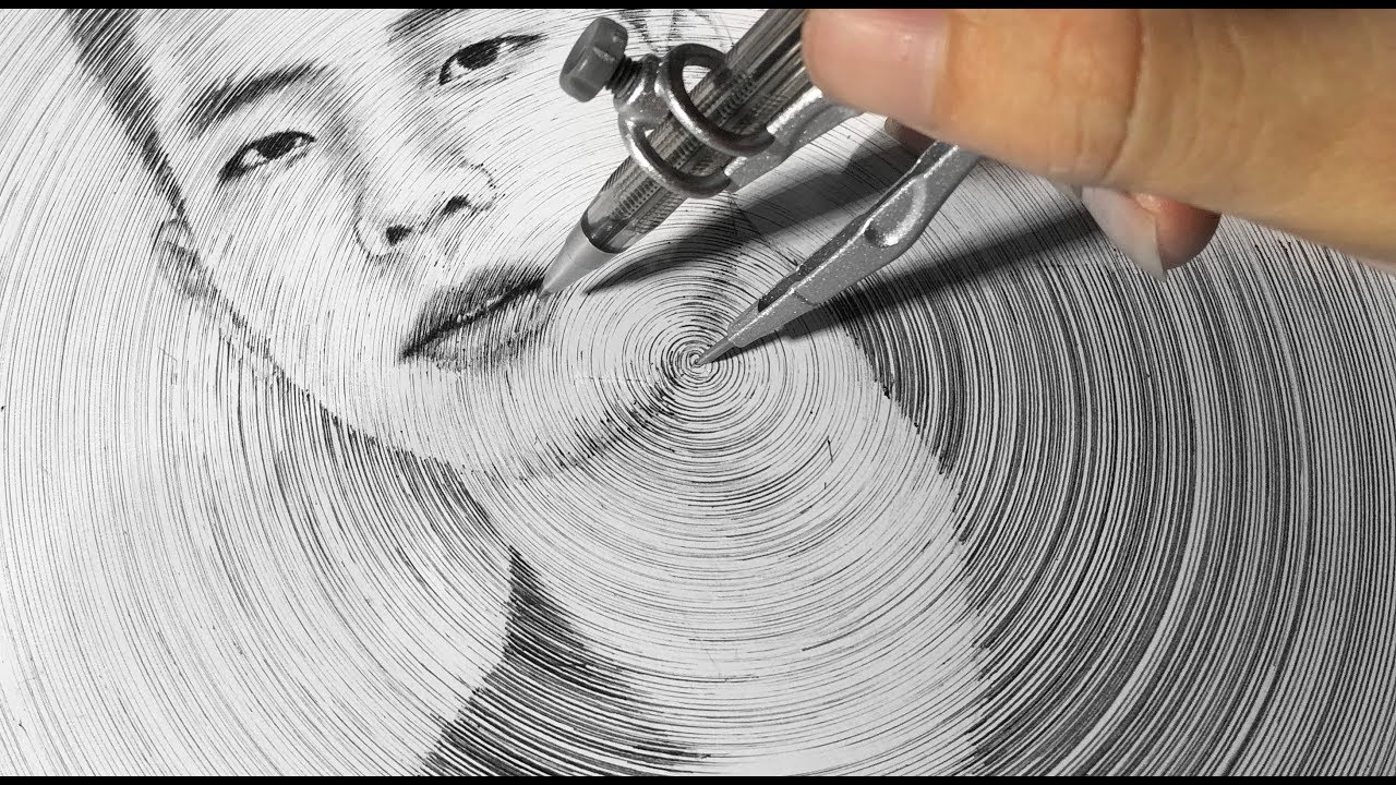 Portrait Drawing using a Compass by Quan AP