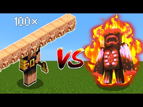 100 PIGLIN BRUTE vs 1 WARDEN MOBS battle / Minecraft mobs battle