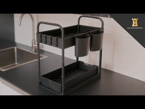 Heldenwerk Spülschrankregal - höhenverstellbar mit 2 Etagen in schwarz