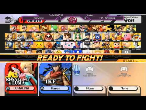 GrapeGray (Rosaluma) vs. FBA | Ravenking (Ike, MK) - Smash 4 Bracket ASH@WIT 7/20/15