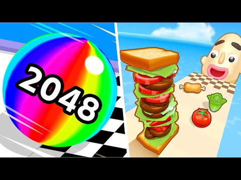 Ball Run 2048 Vs Sandwich Runner - NEW UPDATE! All Levels Gameplay Android, iOS #174
