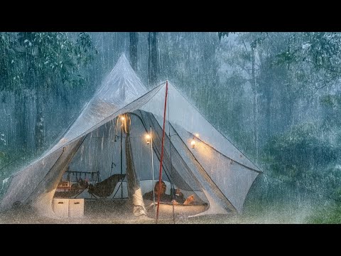 CAMPING IN THE HEAVY RAIN & THUNDERSTROM‼️SOLO CAMPING IN THE WATER OVERFLOWS DUE TO HEAVY RAIN⛈️