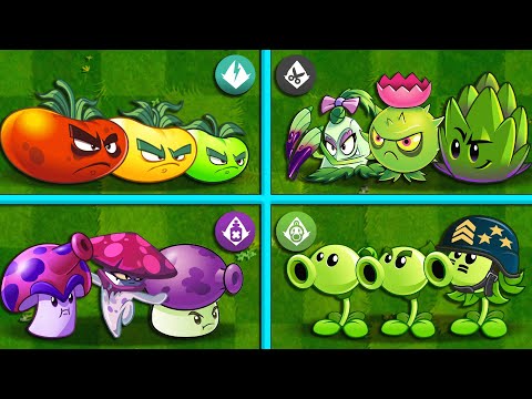 Random 4 Best Team Plants PEA x LASER x SPEAR x POISON - Who Will Win? - PvZ 2 Battlez