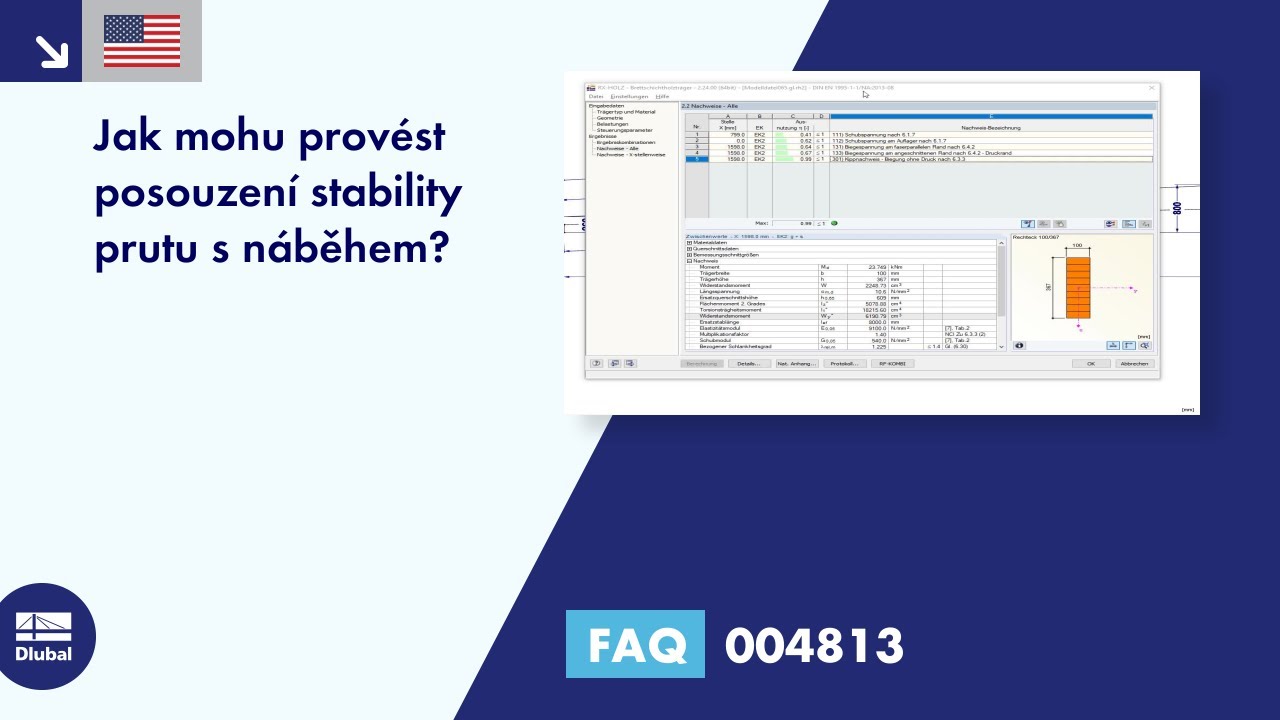 FAQ 004813 | Jak mohu provést posouzení stability prutu s náběhem?