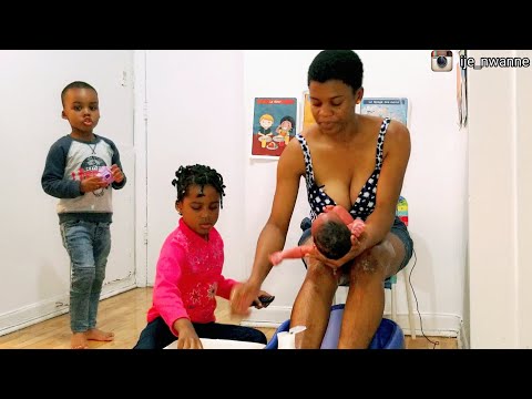 The whole family came out and gave baby the hot water traditional african bath. Newborn first bath