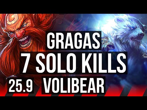 GRAGAS vs VOLIBEAR (TOP) | 7 solo kills, Legendary | KR Diamond | 25.9