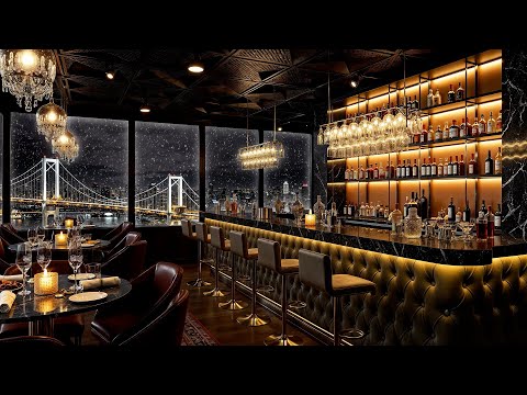 Late Night Jazz Lounge in Winter Bar Ambience ~ Gentle Saxophone Music for Relaxation and Sleep
