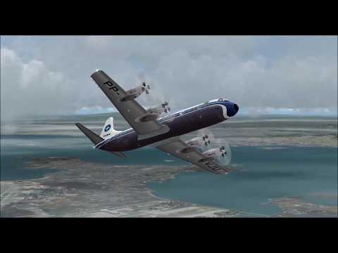 LOCKHEED L 188 ELECTRA II VARIG TAKE OFF FROM RIO DE JANEIRO INTL  AIRPORT FS9 HD