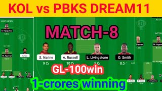 KKR vs PBKS dream11 tamil || KOL vs PBKS gl team|| KKR vs PBKS 1 கோடி வரை வெற்றி|| KKR vs PBKS gl