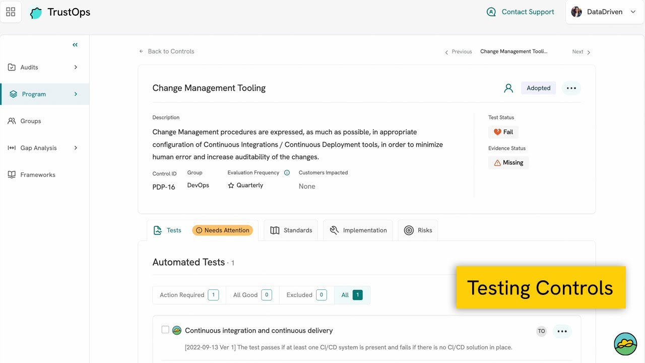 Testing controls (TrustCloud)
