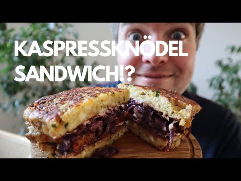 Austrian Kaspressknödel Sandwich with Crispy Pork Belly and Braised Red Cabbage Recipe