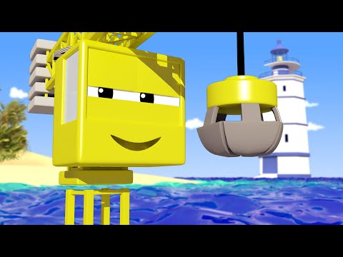 Troy The Train -  Charlie the Crane saves Suzy from a quick sand ! - Car City ! Train Cartoons