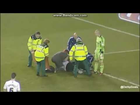 2011-12 Derby County 1 Nottingham Forest 0 - Shaun Barker injury - 13/03/2012