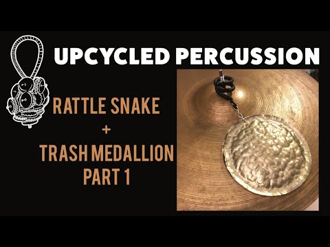 Upcycled Percussion - "Rattle Snake" + Trash Medallion - Cymbal Effects Stack image 12