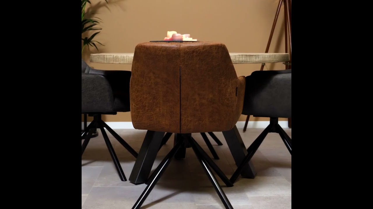 Chaise de salle à manger industrielle Dex en éco-cuir anthracite