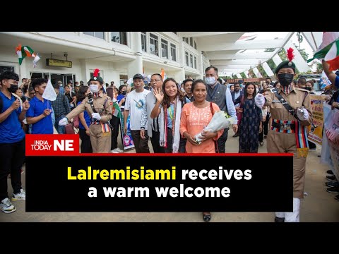 Mizoram: CWG Medalist Lalremisiami receives a warm welcome upon return to her home town