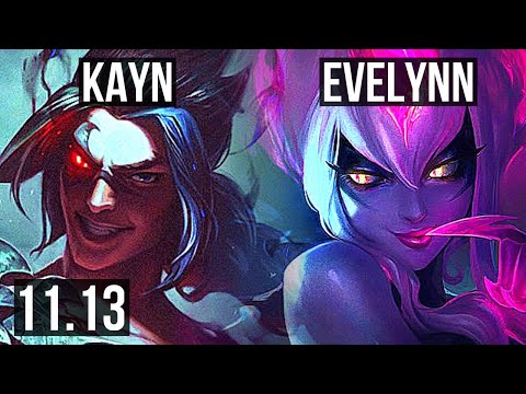 KAYN vs EVELYNN (JUNGLE) | Rank 3 Kayn, 6 solo kills | TR Challenger | v11.13