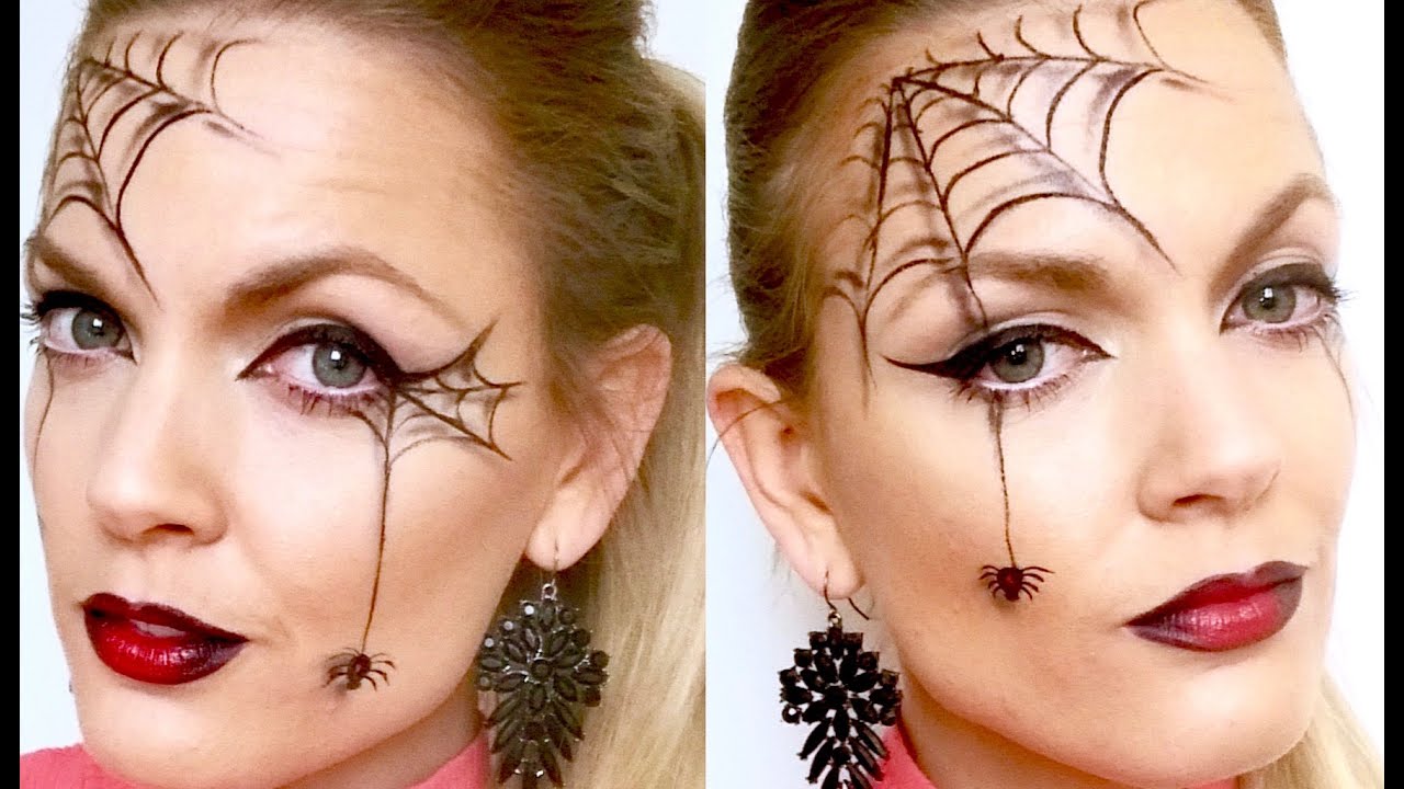 Quick and easy spider web halloween makeup - YouTube