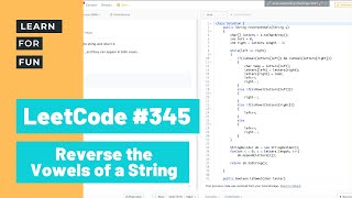 YouTube video 'LeetCode #345: Reverse the Vowels of a String'