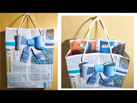 How To Make Paper Bag With Newspaper - Paper Bag Making Tutorial (very easy)