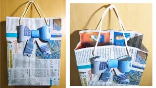 How To Make Paper Bag With Newspaper - Paper Bag Making Tutorial (very easy)