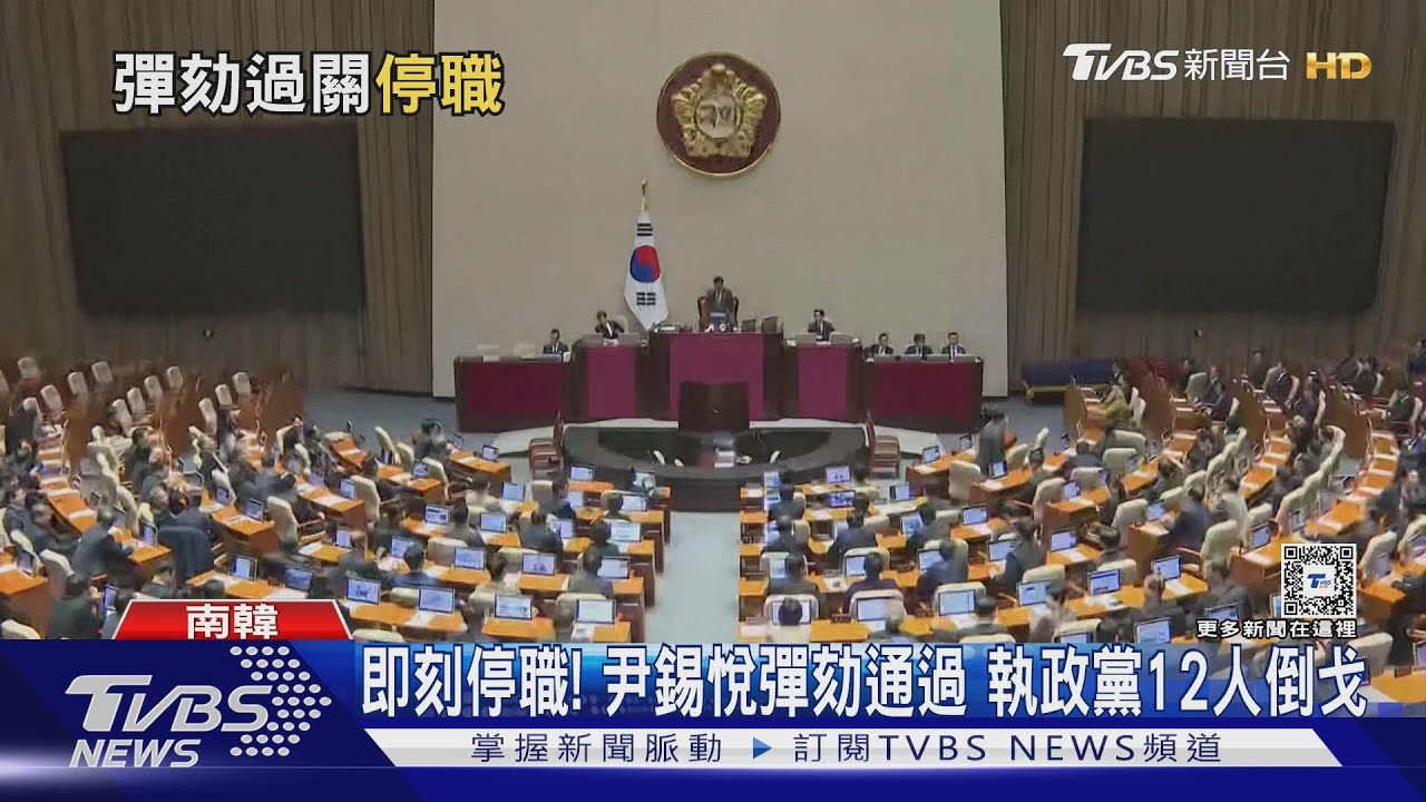 即刻停職！尹錫悅彈劾通過　執政黨12人倒戈