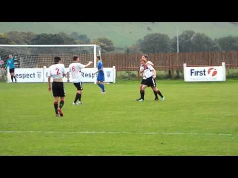 GOAL! 1 1 & Tavistock's Rikki Shepherd volleys a great goal v Exmouth