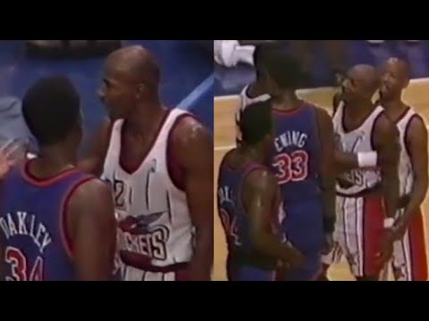 Charles Oakley tries to FIGHT Clyde Drexler (1995)