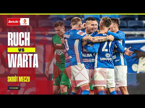 SKRÓT: RUCH CHORZÓW - WARTA POZNAŃ, BŁYSKAWICZNA RIPOSTA NIEBIESKICH | BETCLIC 1. LIGA