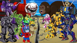 VARIOUS TRANSFORMER VS GODZILLA CARTOON - TRAIN, TANK & CAR Optimus Prime, Bee "SUPERHERO" Animation
