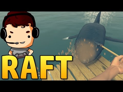 Raft Game Gameplay - BASE BUILDING AND SHARK ATTACK!! - Let's Play Raft