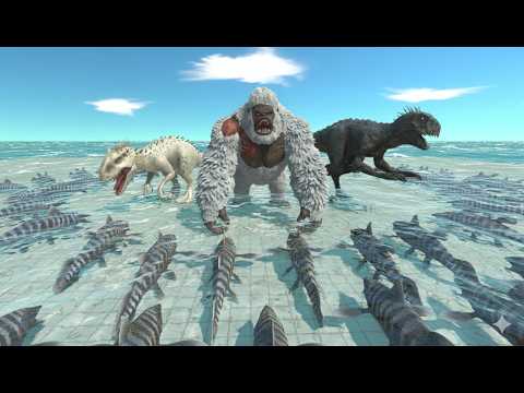 Ocean Clash — Dinosaurs and Mutant Primates vs 180 Chinlea | Survival Battle