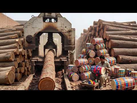 Amazing Process Of Making Wooden Musical Dholak With Giant Wood Crafting Skills | Woodworking Idea