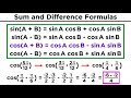 Formulas For Trigonometric Functions Sum Difference Double Half Angle Prod To Sum Sum To Prod