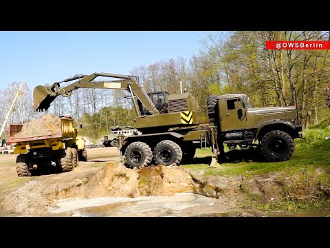 EOV-4421 Excavator Loading 6X6 dump truck KrAZ-255