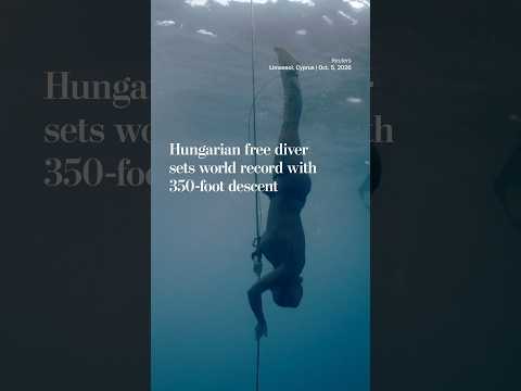 Hungarian free diver sets world record with 350-foot descent