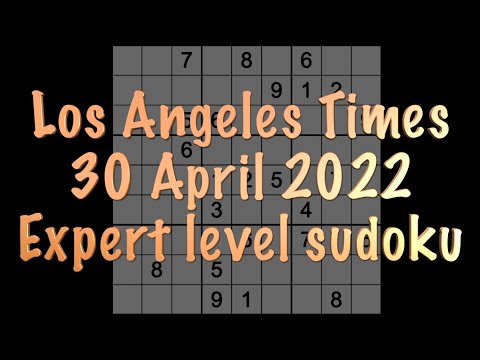 Sudoku solution – Los Angeles Times sudoku 30 April 2022 Expert level