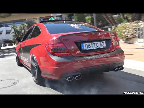 Mercedes C63 AMG by TIP Exclusive Doing Burnouts & Revs in Monaco!