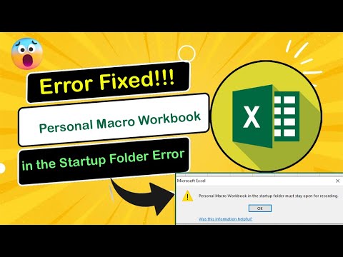 Excel Personal Macro Workbook in the Startup Folder Error – FIXED in Seconds! | Excel Tech & Tricks