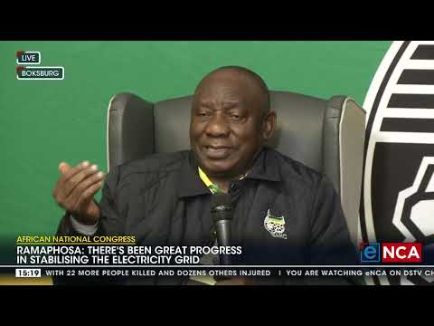 ANC President Cyril Ramaphosa engaging with the media
